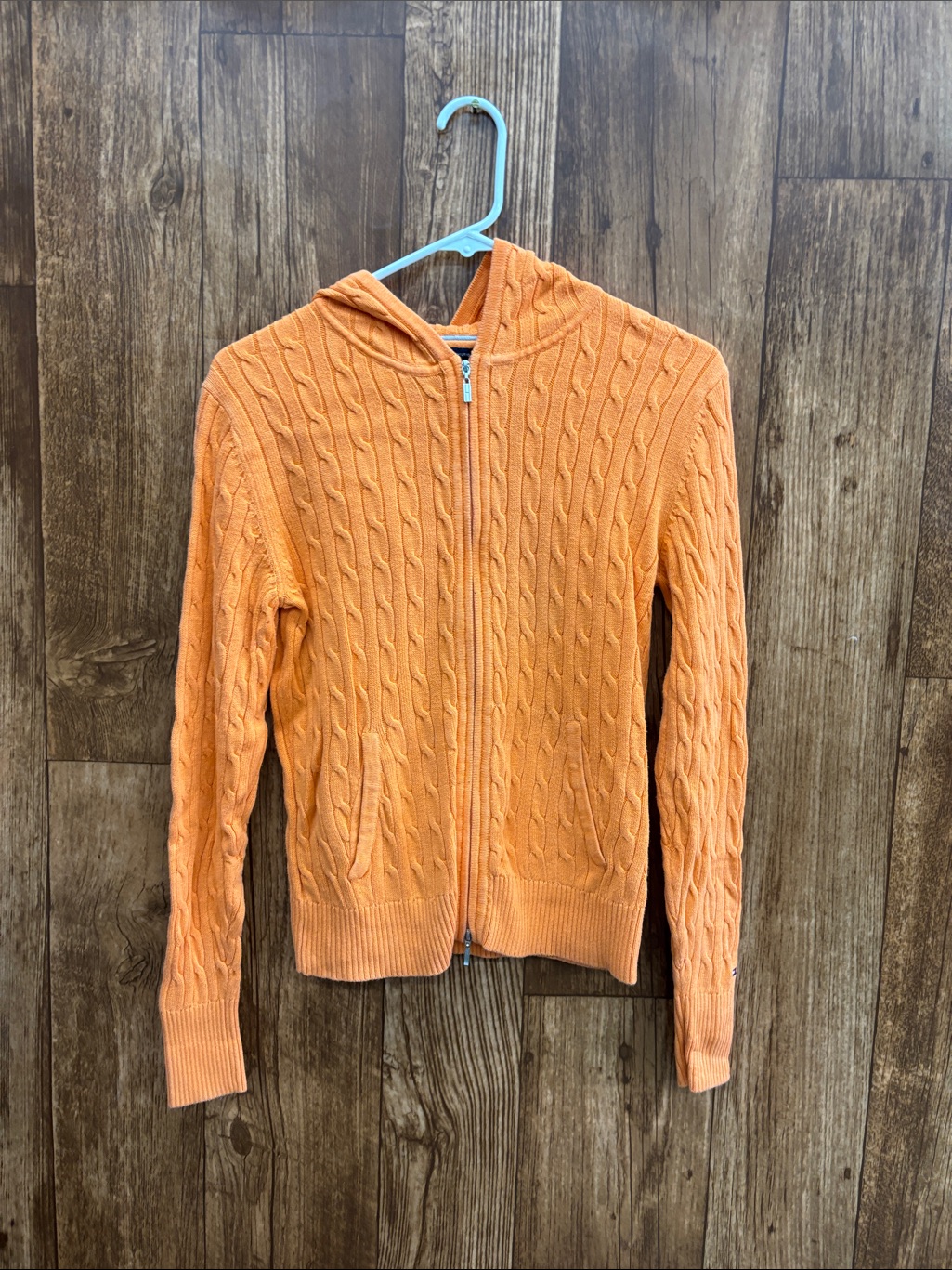 Tommy Hilfiger Orange Cable-Knit Zip Hoodie